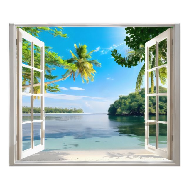 Sunny Beach Fensteransicht Fotodruck (Vorne)