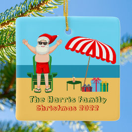 Sunny Beach Santa Claus Niedlich Custom Christmas Keramikornament