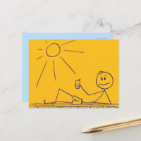 Sunny Beach Strichmännchen Yellow Postcard