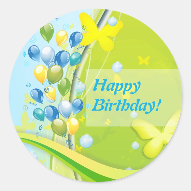 Sunny Birthday Runder Aufkleber (Vorderseite)