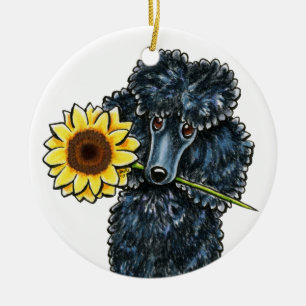 Sunny Black Miniature Poodle Personalisiert Keramikornament