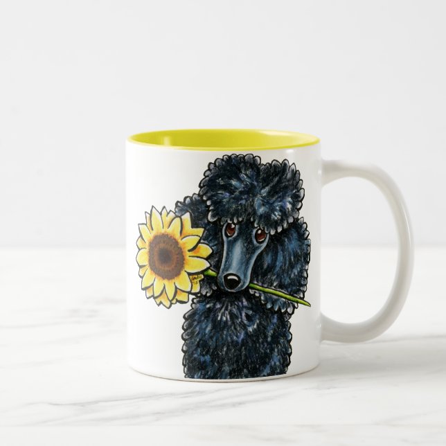 Sunny Black Miniature Poodle Zweifarbige Tasse (Rechts)