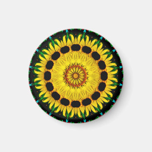 Sunny Black Mit Augen Susan Rudbeckia Mandala Abst Magnet