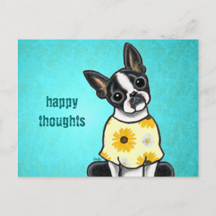 Sunny Boston Terrier Custom Message Postkarte
