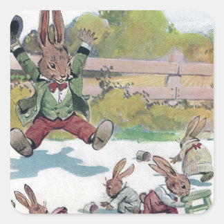 Sunny Bunny Shouts GO Quadratischer Aufkleber
