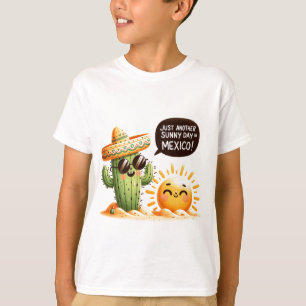 Sunny Cactus Fiesta - Whimsical Mexican Themed T-Shirt