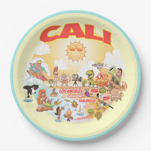 Sunny CALI California Beach Plate Pappteller (Vorderseite)