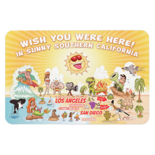 Sunny California Cartoon Magnet