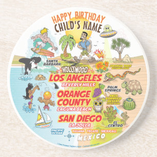 Sunny California Essbare Zuckerguss Runde Getränkeuntersetzer