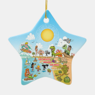 Sunny California Keramik Ornament