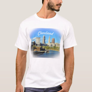 Sunny Cleveland River Skyline T-Shirt