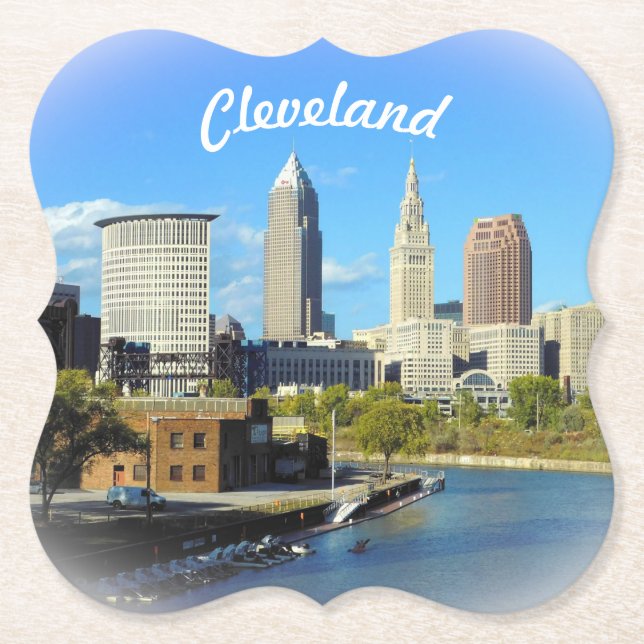 Sunny Cleveland River View Untersetzer (Vorderseite)