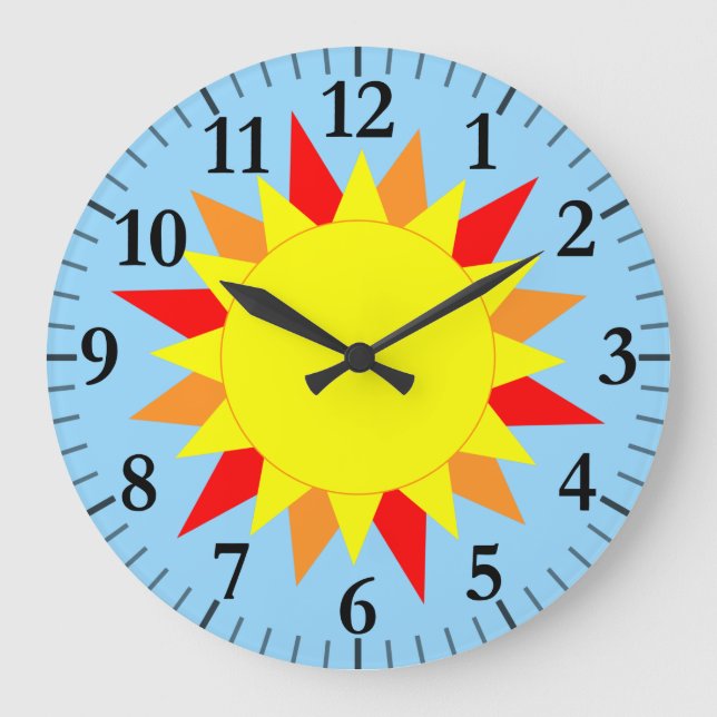 Sunny Clock 2 - With Hour & Minute Ticks Große Wanduhr (Vorderseite)