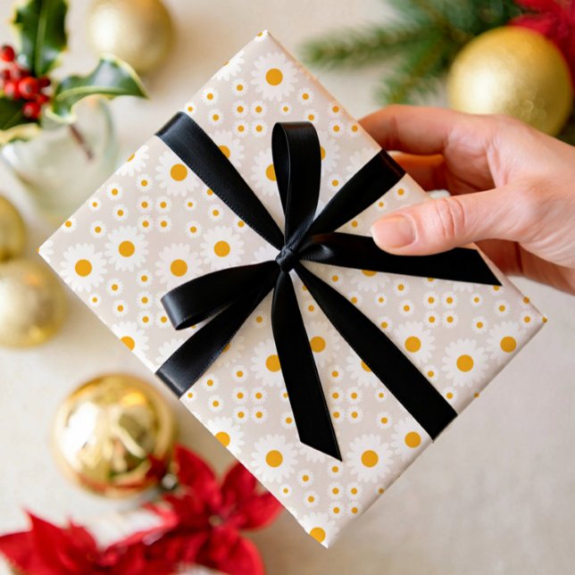 Sunny Daisy Floral Wrapping Paper Geschenkpapier (Von Creator hochgeladen)