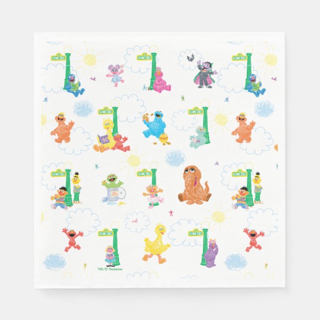 Sunny Day Sesame Street Pattern Serviette (Vorderseite)