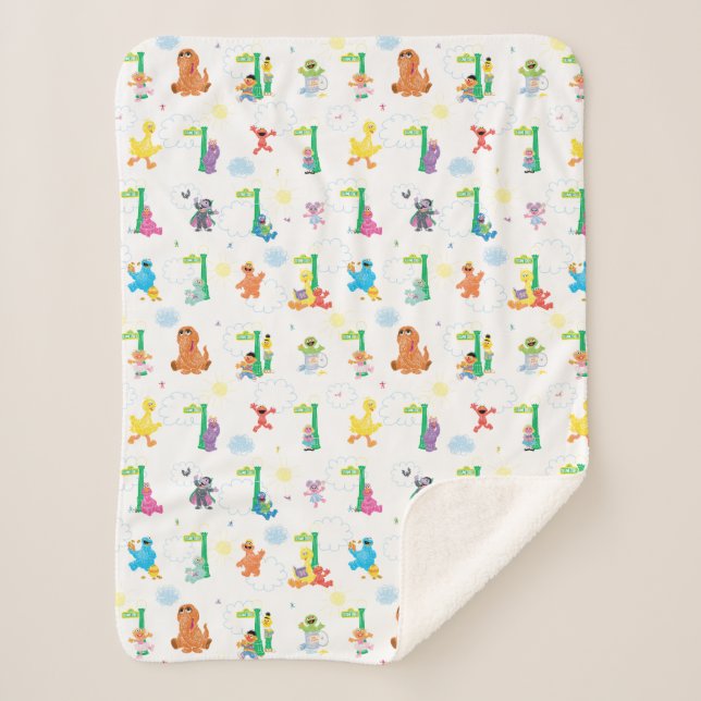 Sunny Day Sesame Street Pattern Sherpadecke (Vorderseite)