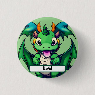 Sunny der freundliche Drache mit Custom Nametag Button