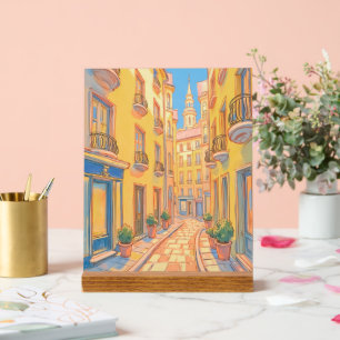 Sunny European Street Cosy Architecture Travel Art Acrylschild