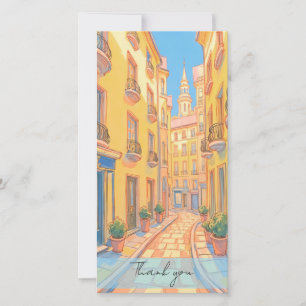 Sunny European Street Cosy Architecture Travel Art Dankeskarte