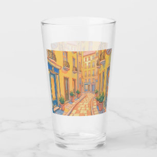 Sunny European Street Cosy Architecture Travel Art Glas
