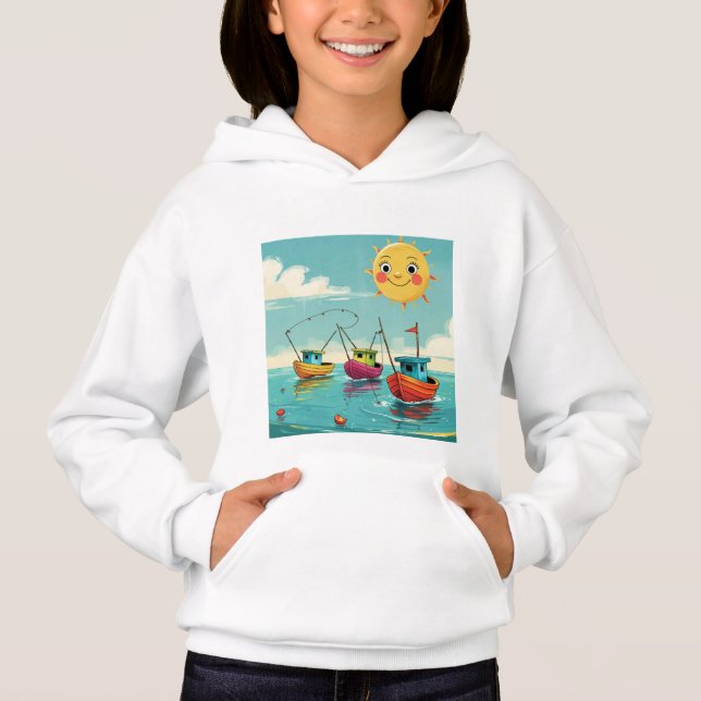 Sunny Fishing Boats – Kids’ Hoodie (Vorderseite)