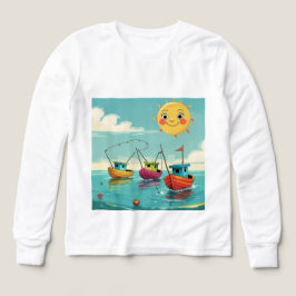 Sunny Fishing Boats – Kids’ Long Sleeve Tee