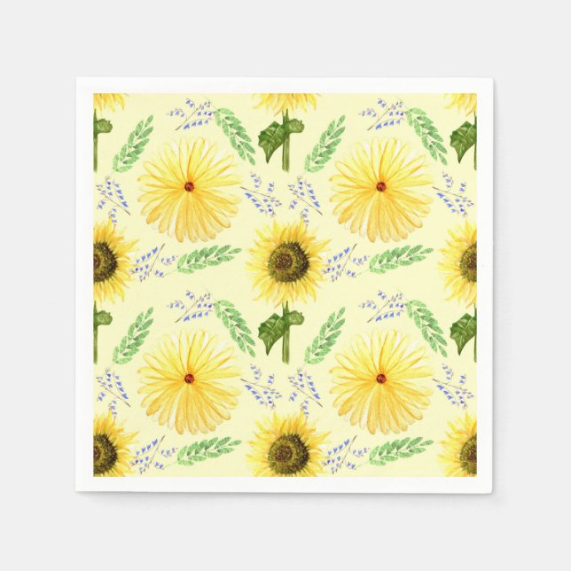 Sunny Floral Pattern Napkins Serviette (Vorderseite)