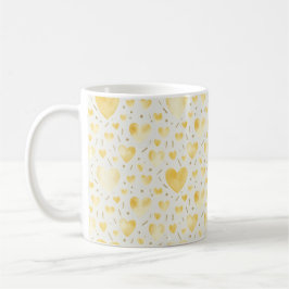Sunny Golden Watercolor Hearts Kaffeetasse