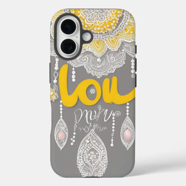 Sunny Gray Lace AI Art Case-Mate iPhone Hülle (Rückseite)