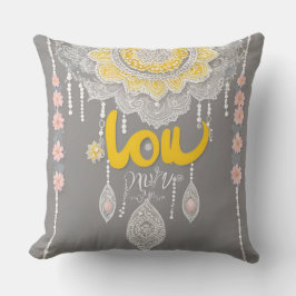 Sunny Gray Lace AI Art Kissen