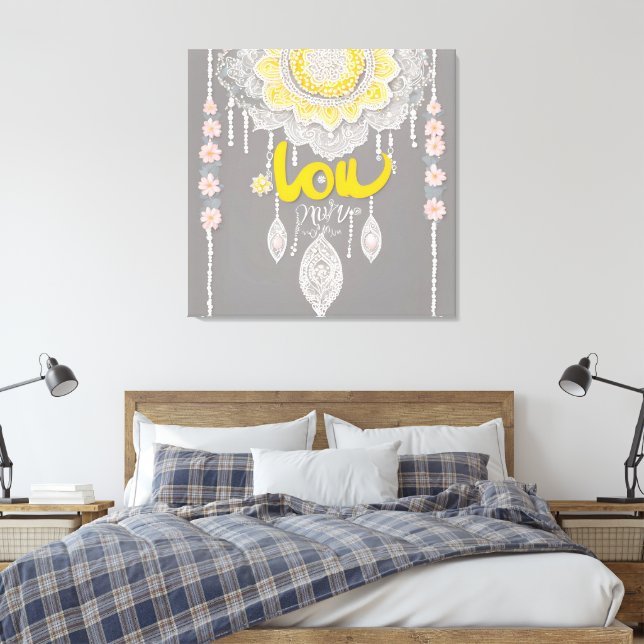 Sunny Gray Lace AI Art Leinwanddruck (Insitu (Schlafzimmer))
