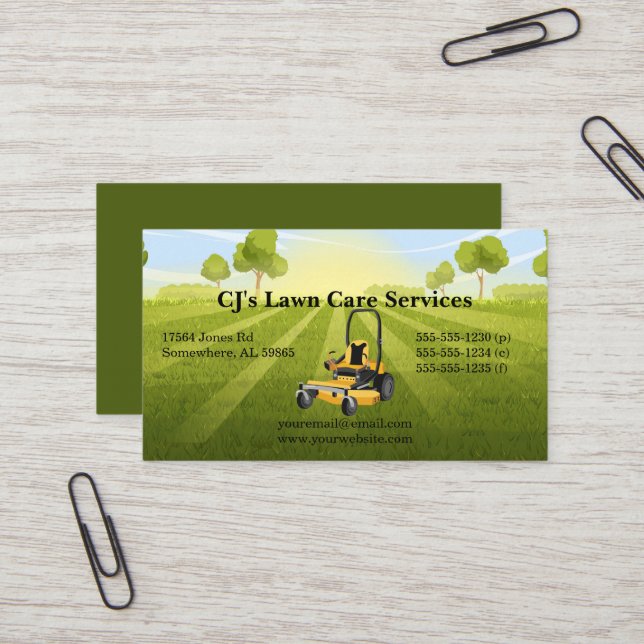 Sunny Lawn Care Business Card Visitenkarte (Vorderseite/Rückseite Beispiel)