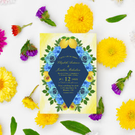 Sunny Lemon Floral Wedding Einladung