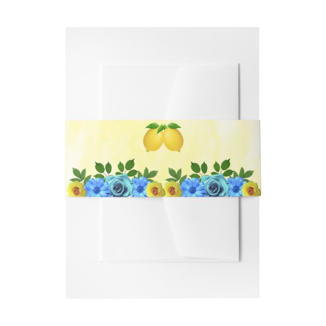 Sunny Lemon Floral Wedding Einladungsbanderole (Vorderseite Beispiel)