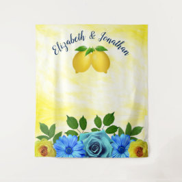 Sunny Lemon Floral Wedding Wandteppich