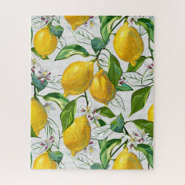 Sunny Lemon Tree - White - Jigsaw Puzzle