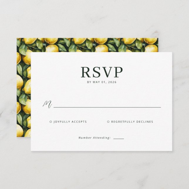 Sunny Lemon Wedding RSVP Karte (Vorne/Hinten)
