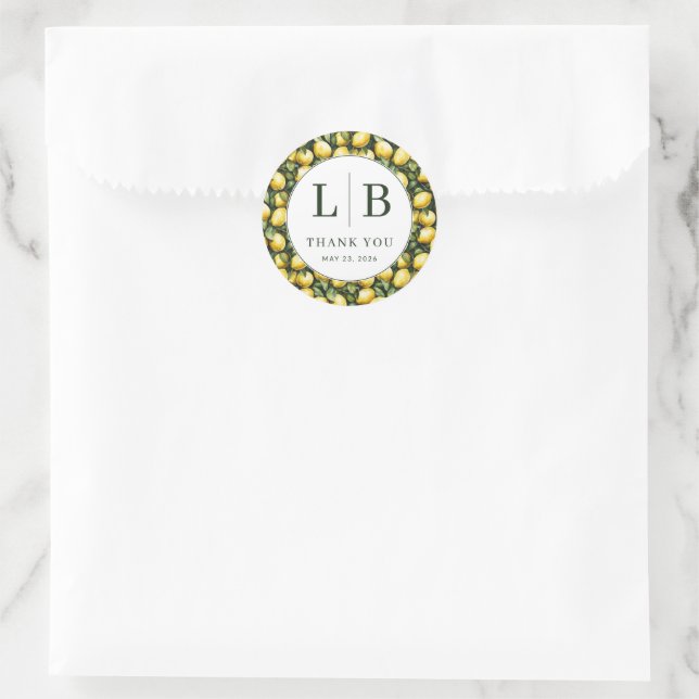 Sunny Lemon Wedding Runder Aufkleber (Tasche)