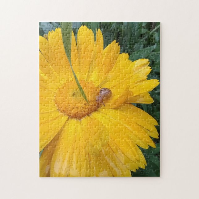 Sunny Marigold Bloom with Tiny Visitor Puzzle (Vertikal)