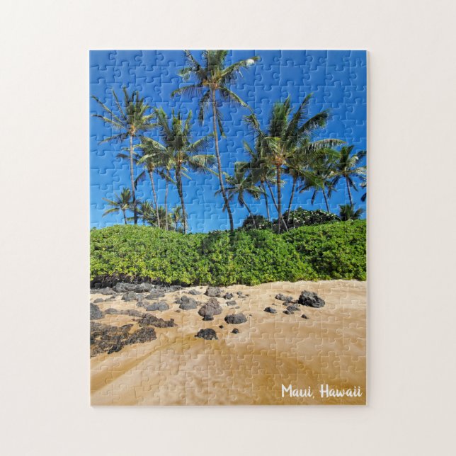 Sunny Maui Beach und Palmen Puzzle (Vertikal)