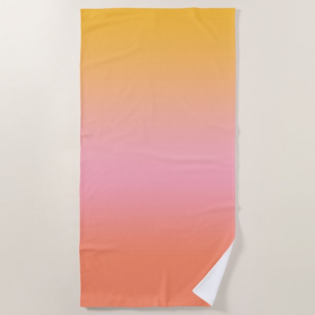 Sunny Ombre Gradient Peach Pink Strandtuch (Vorderseite)