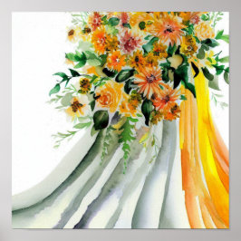 Sunny Orange, Bridal Cascading Bouquet 1, Poster