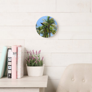 Sunny Palms Oasis #1 #tropical #wall #art Runde Wanduhr
