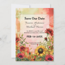 🌻 Sunny Petals & Scarlet Blooms Save The Date