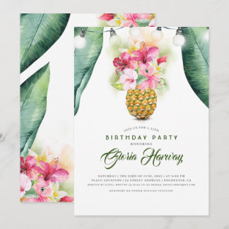 Sunny Pineaple Floral Vase Beach Geburtstagsparty Einladung