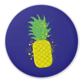 Sunny Pineapple Modern Graphic Art Yellow Green  Keramikknauf