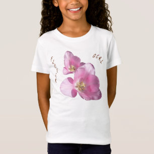 Sunny Pink Tulips Flower Girl Babydoll T - Shirt
