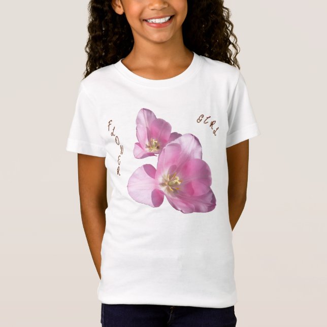 Sunny Pink Tulips Flower Girl Babydoll T - Shirt (Vorderseite)