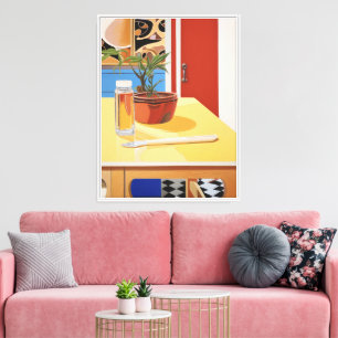 Sunny Pop Art gepottet Pflanze Stillleben Leinwanddruck