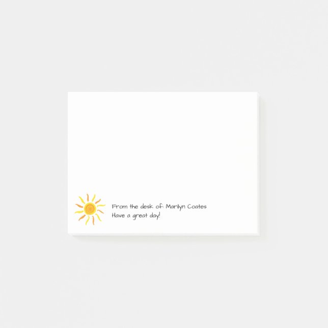 Sunny Positive Message Custom Post-it Klebezettel (Vorderseite)